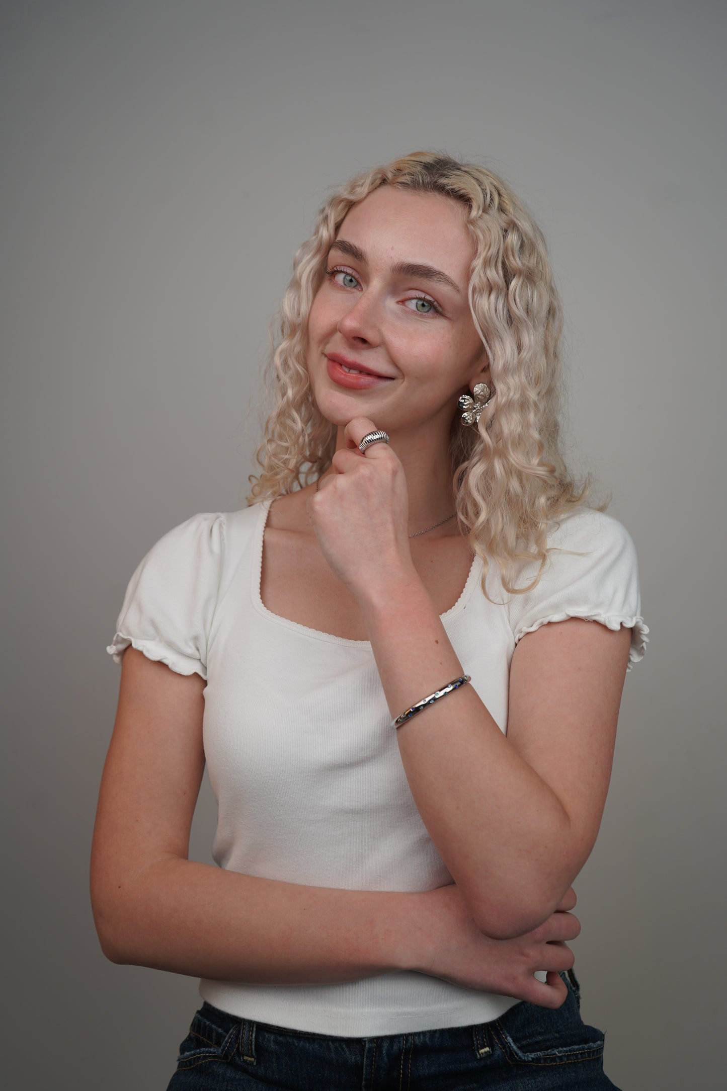 Eloise's Blue Star Bangle In Silver