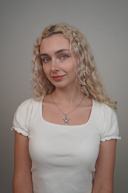Pim's Starfish Silver Necklace In White