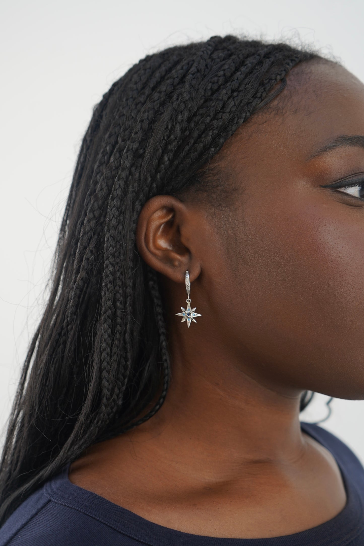 Maia’s Midnight sky huggies in silver