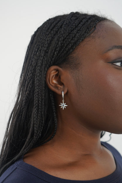 Maia’s Midnight sky huggies in silver