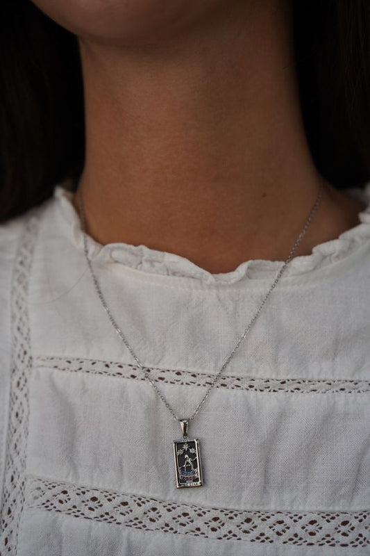 The Star Tarot Card Necklace In Silver