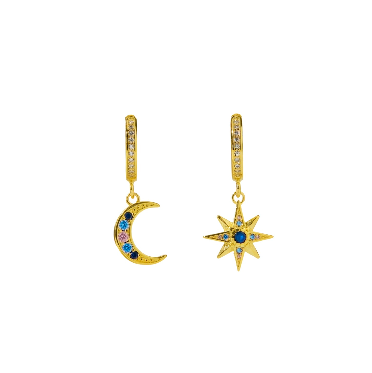 Maia’s Midnight sky huggies in gold