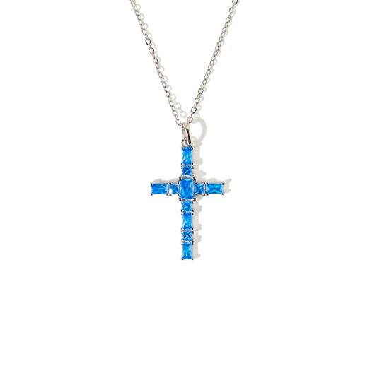 Annabelle’s blue cross necklace