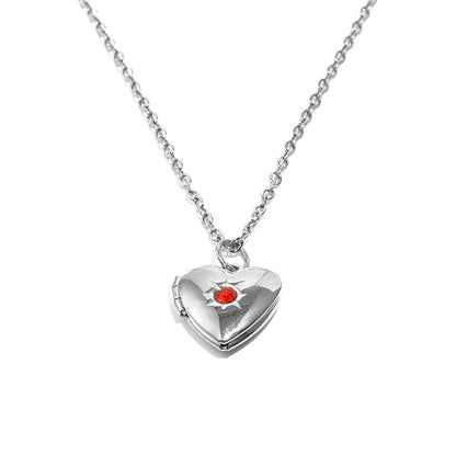 Tiana's Bright Red Heart Locket In Silver