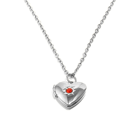 Tiana's Bright Red Heart Locket In Silver