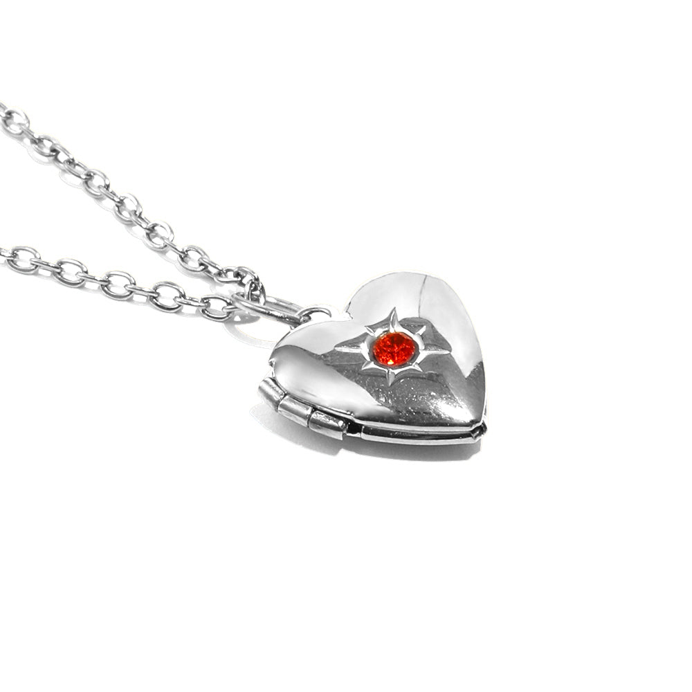 Tiana's Bright Red Heart Locket In Silver