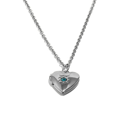 Tiana's Turquoise Heart Locket In Silver