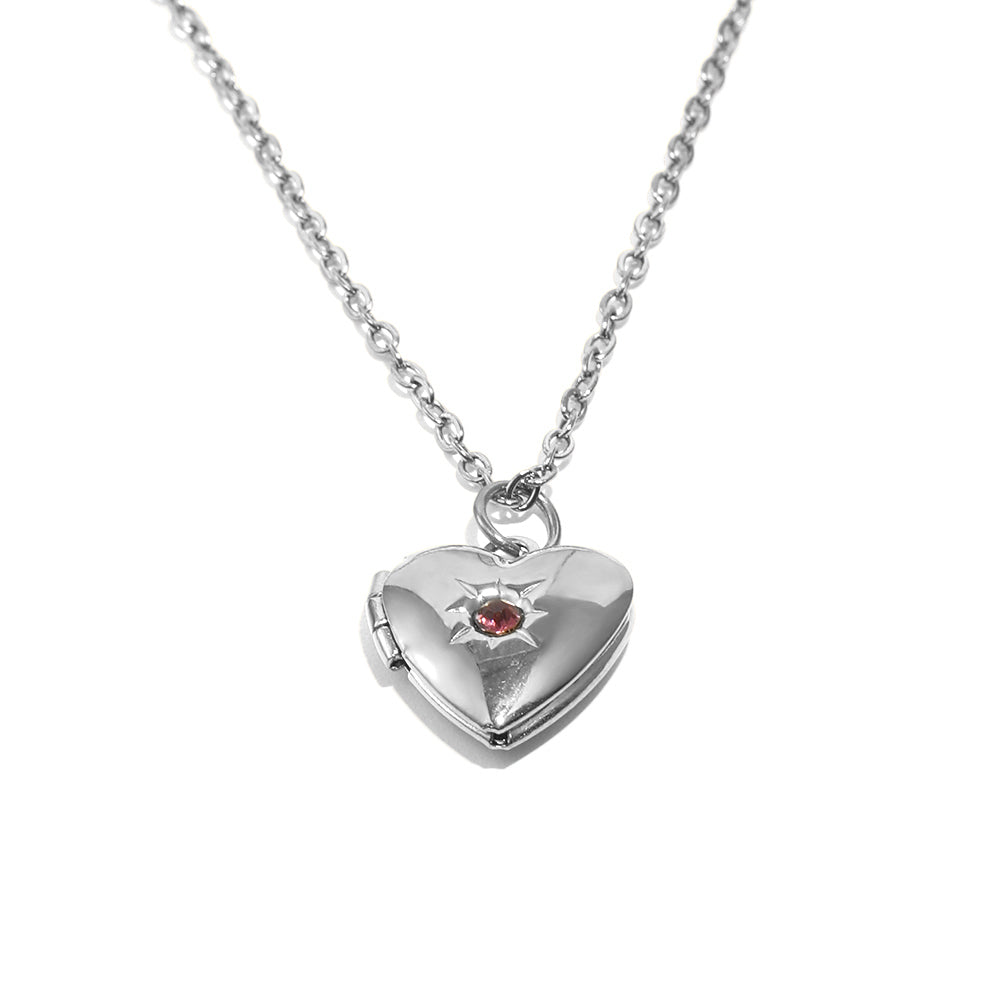 Tiana's Pink Heart Locket In Silver