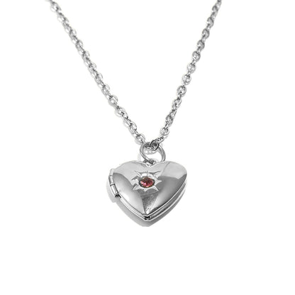 Tiana's Pink Heart Locket In Silver