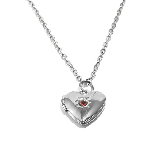 Tiana's Pink Heart Locket In Silver