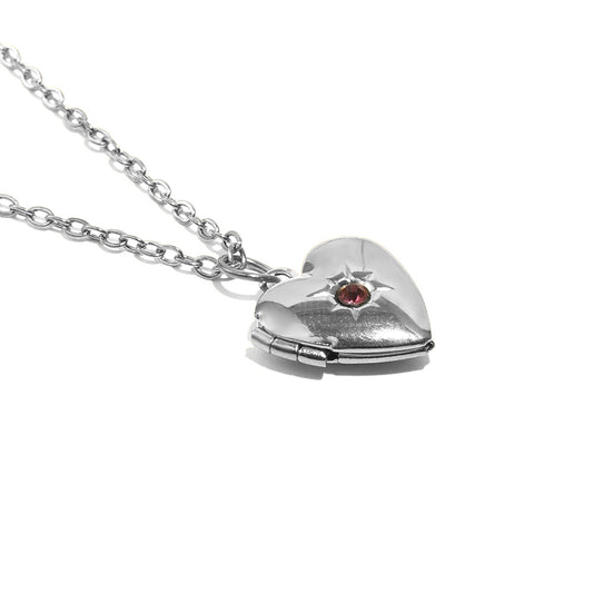 Tiana's Pink Heart Locket In Silver
