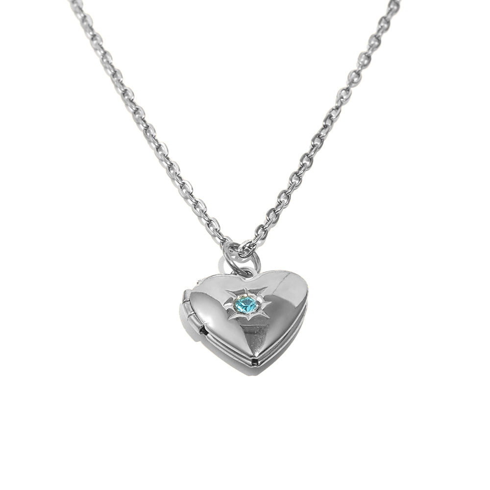Tiana's Light Blue Heart Locket In Silver