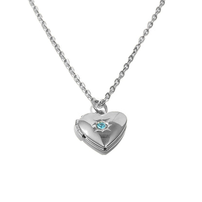 Tiana's Light Blue Heart Locket In Silver