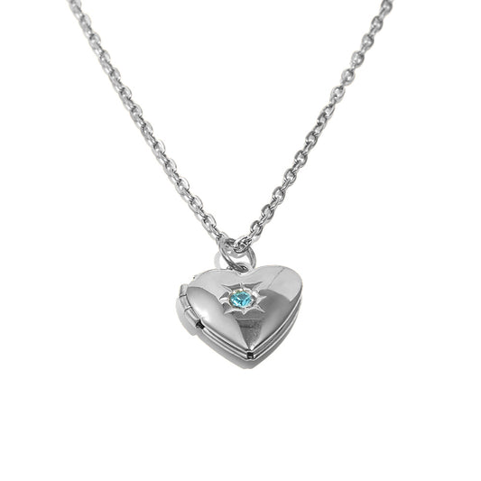 Tiana's Light Blue Heart Locket In Silver
