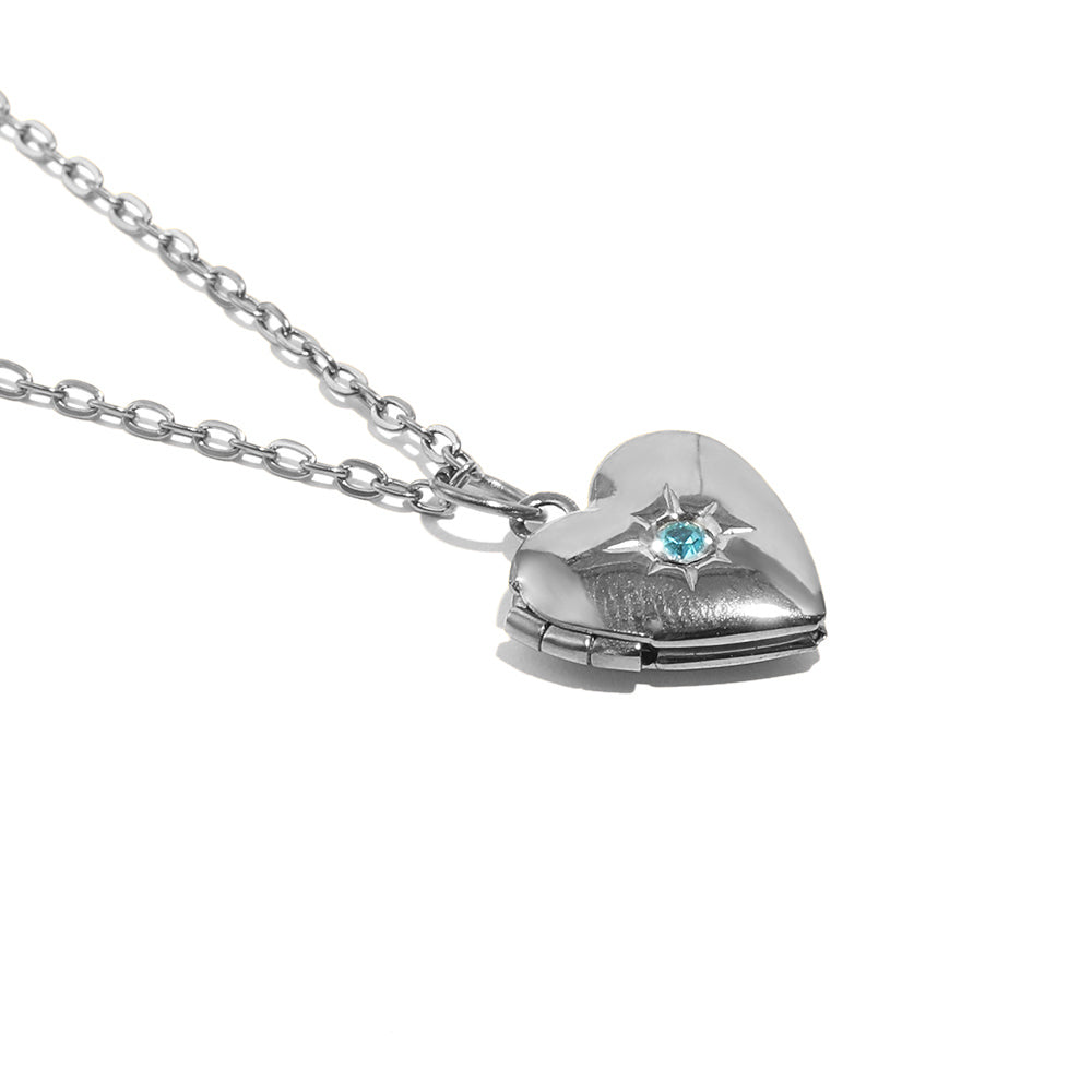 Tiana's Light Blue Heart Locket In Silver