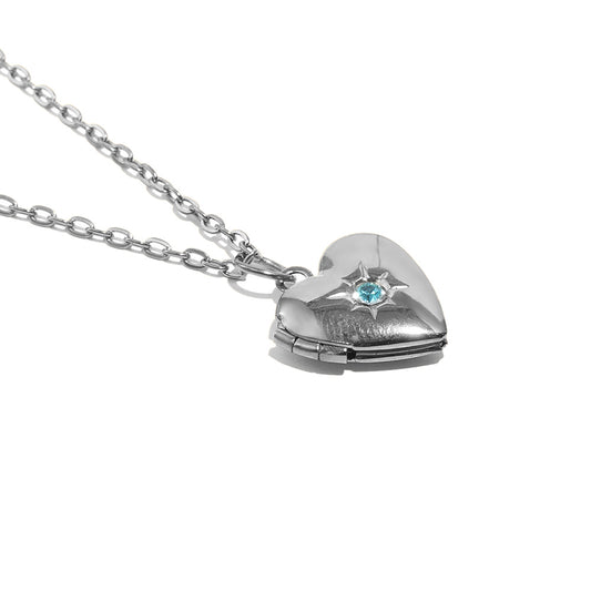 Tiana's Light Blue Heart Locket In Silver