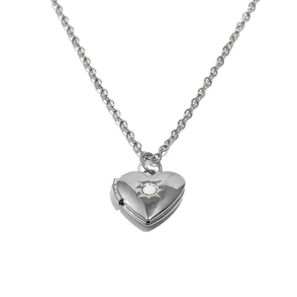 Tiana's White Heart Locket In Silver