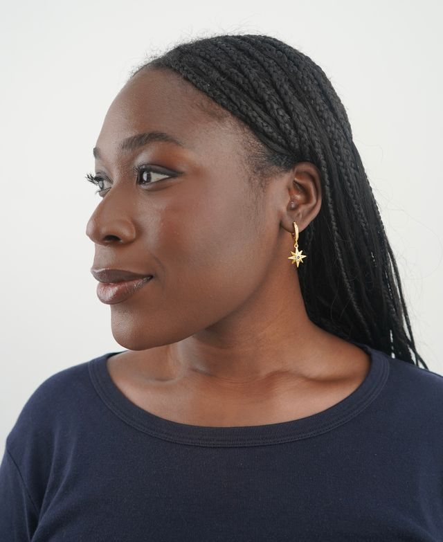 Maia’s Midnight sky huggies in gold