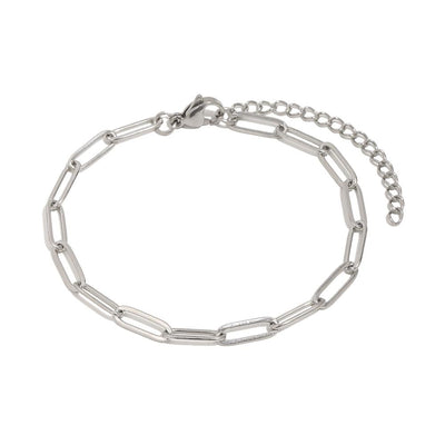 Thin Wide loop bracelet chain in silver
