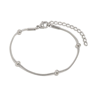 Thin Chain With Beaded Accents In Silver