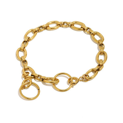 Chunky gold bracelet chain with charm loops