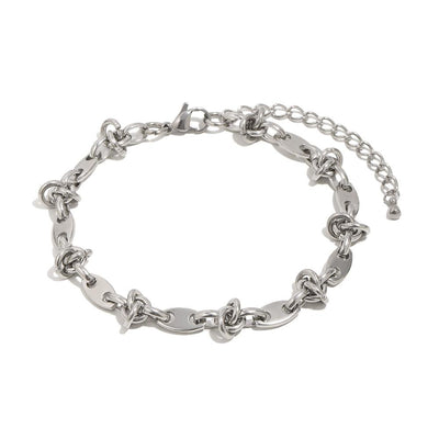 Chunky Bracelet Chain With Plated Detailing In Silver