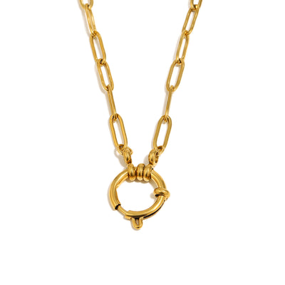Gold loop chain with charm ring