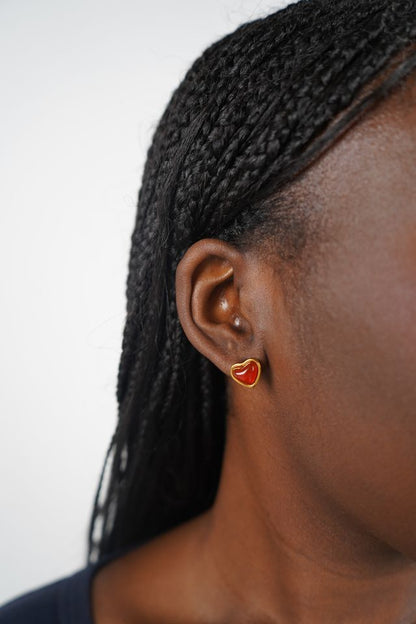 Viola's Red Heart Studs