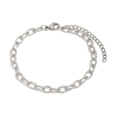 Plain loop bracelet chain in silver