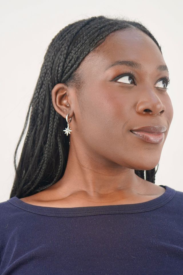 Maia’s Midnight sky huggies in silver