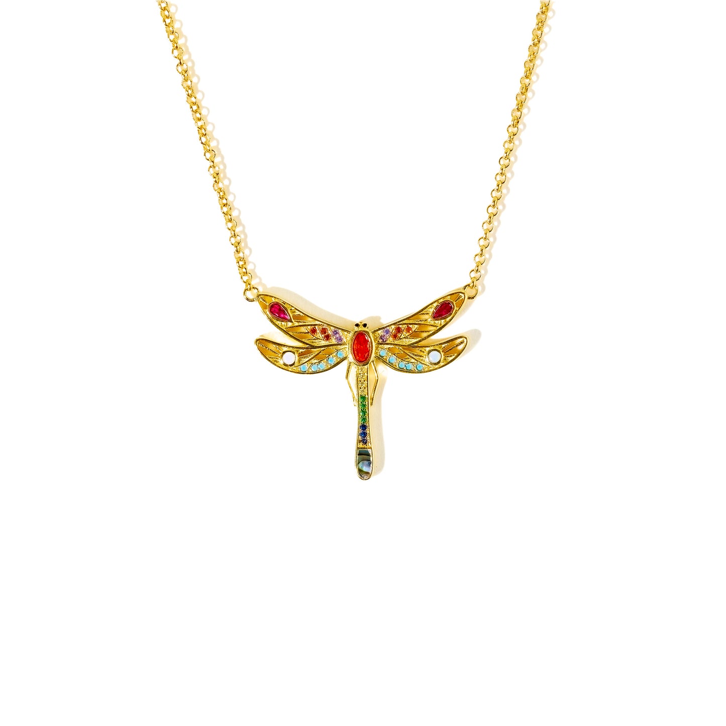 Dhalia's gold small dragonfly necklace