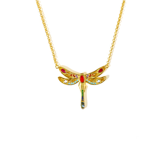 Dhalia's gold small dragonfly necklace