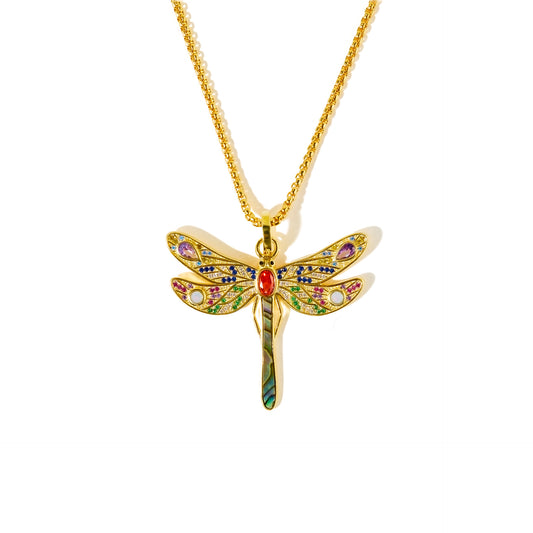 Dahlia’s Gold Dragonfly Pendant Necklace