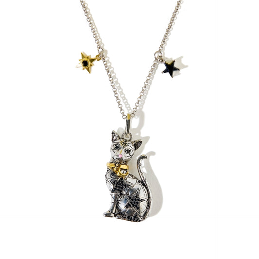 Evie's silver cat necklace