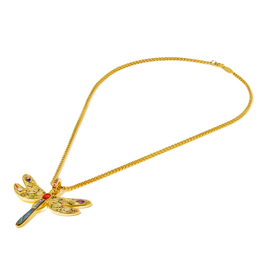 Dahlia’s Gold Dragonfly Pendant Necklace