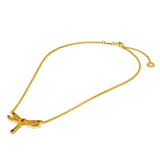 Dhalia's gold small dragonfly necklace