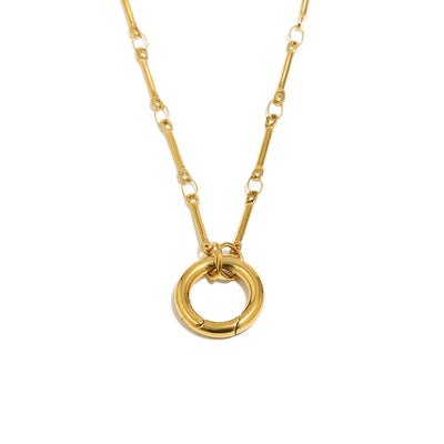 Thin gold bar chain with charm loop